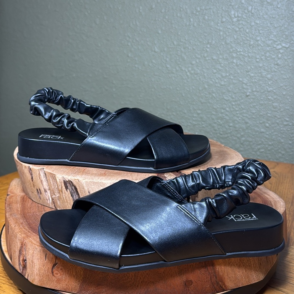 NORDSTROM RACK ELASTIC RUCHE SLING BACK SANDALS - Picture 3 of 12